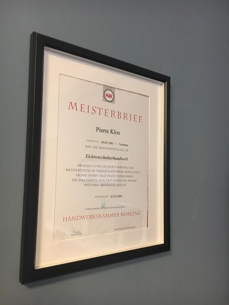 Gerahmter Meisterbrief